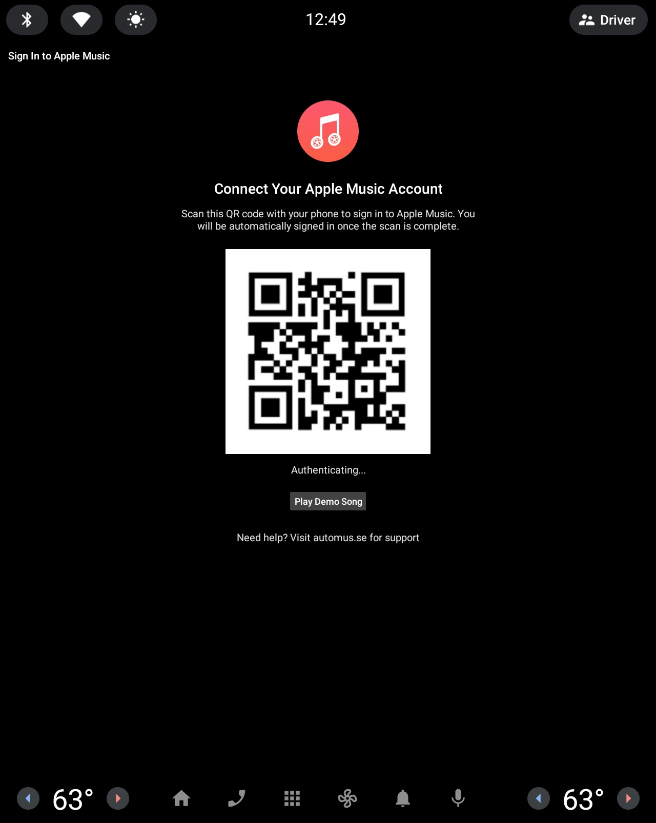 Login screen - Automus