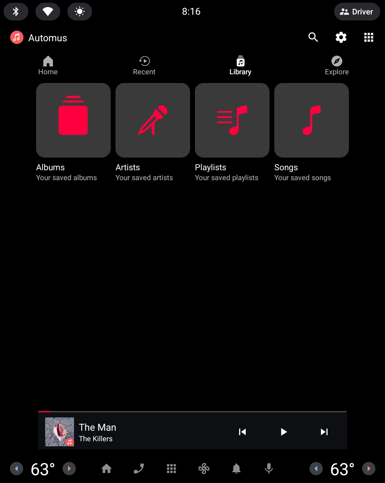 Your Library screen - Automus